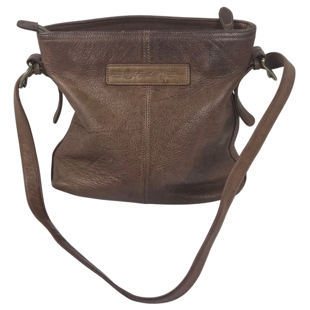 Vtg 90s Y2K FOSSIL 75082  Leather Crossbody Handbag Purse Key Charm Mild Patina